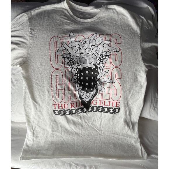 Crooks Castles Shirt Mens Large White Medusa Band Tee The Ruling Elite - Picture 2 of 5